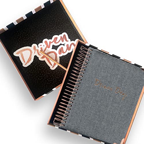 Driven Day September 2023- August 2024 Wire-bound Jewish Daily Planner- Be Shabbos and Yom Tov Ready, Achieve your Goals and Priority (Navy Tweed)