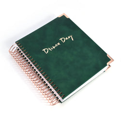 Driven Day September 2024 - August 2025 Wire bound Jewish Daily Planner- Be Shabbos and Yom Tov Ready, Achieve your Goals and Prioritize Your Day With Daily, Weekly, and Monthly Views, 9.3"x8.6" (Green Suede)