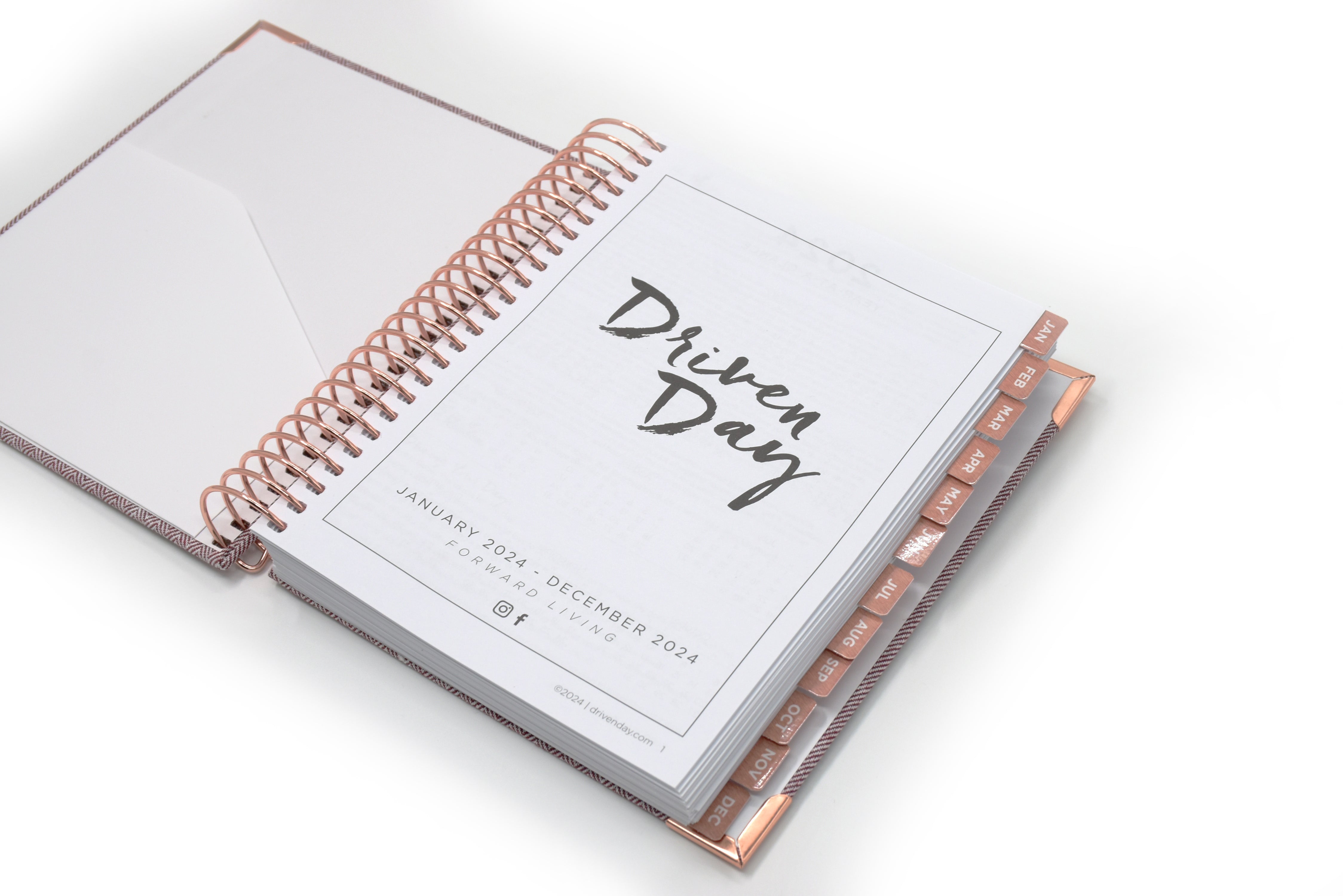 Driven Day Standard January 2024 Wirebound Tweed Daily Planner Achie