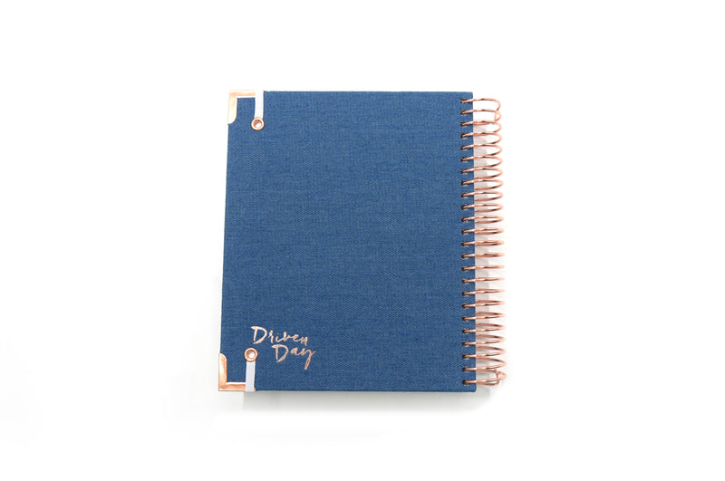 Driven Day September 2023- August 2024 Wirebound Jewish Daily Planner- Be Shabbos and Yom Tov Ready, Achieve your Goals and Prioritize Your Day With Daily, Weekly, and Monthly Views, 9.3"x8.6" (DenimJewishAcademicYear2023-2024)