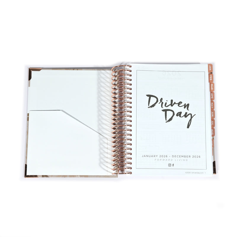 Driven Day January 2026 Wire bound Jewish Daily Planner- Be Shabbos and Yom Tov Ready, Achieve your Goals and Prioritize Your Day With Daily, Weekly, and Monthly Views, 9.3"x8.6"- Wheat Cover