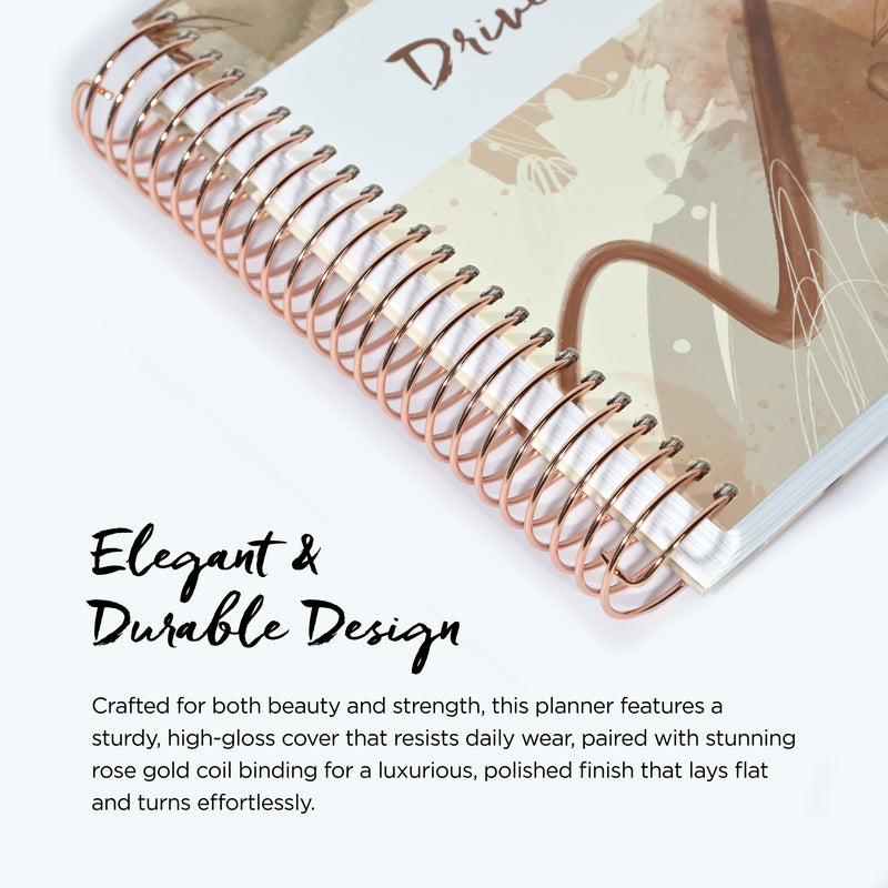 Driven Day September 2025 - August 2026 Wire bound Jewish Daily Planner- Be Shabbos and Yom Tov Ready, Achieve your Goals and Prioritize Your Day With Daily, Weekly, and Monthly Views, 9.3"x8.6"- Sienna Print