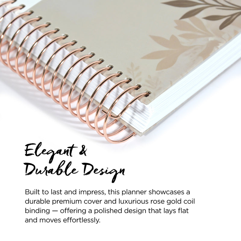 Driven Day January 2026 Wire bound Jewish Daily Planner- Be Shabbos and Yom Tov Ready, Achieve your Goals and Prioritize Your Day With Daily, Weekly, and Monthly Views, 9.3"x8.6"- Wheat Cover