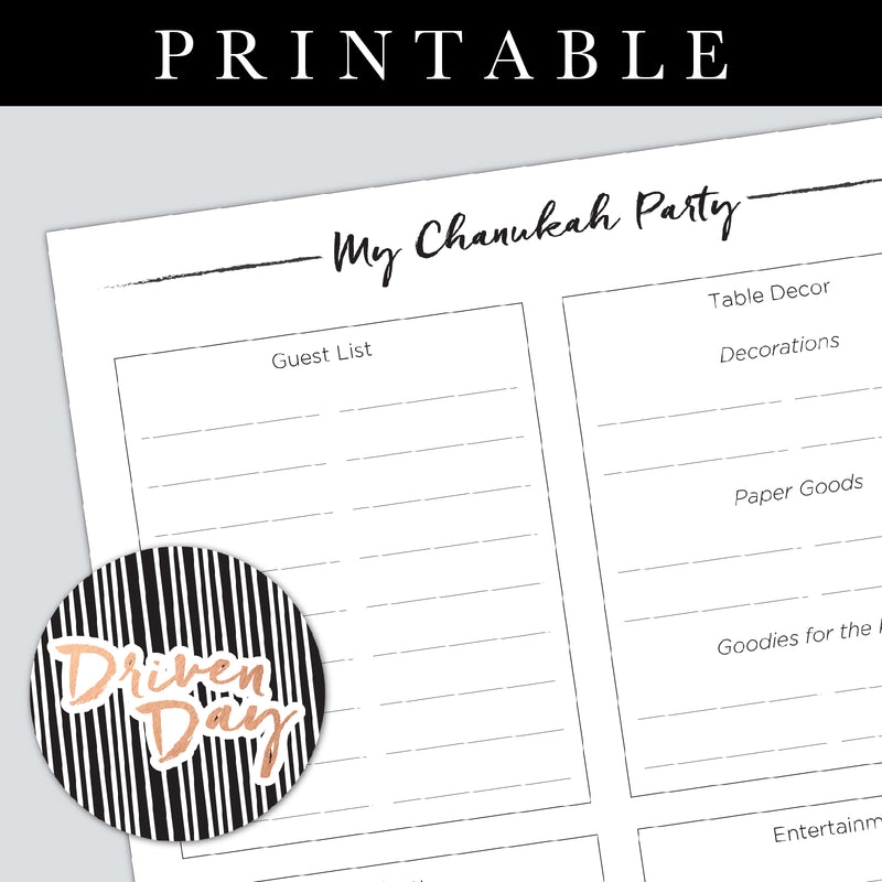 Chanukah Party Printable
