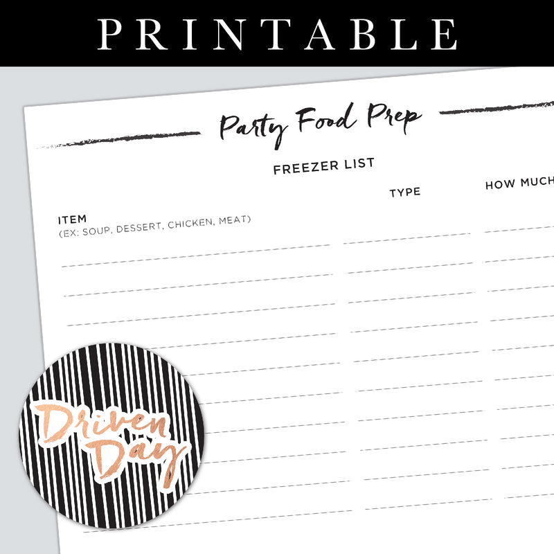 Party Food Prep Printable