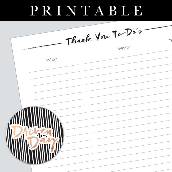 Thank You's List Printable