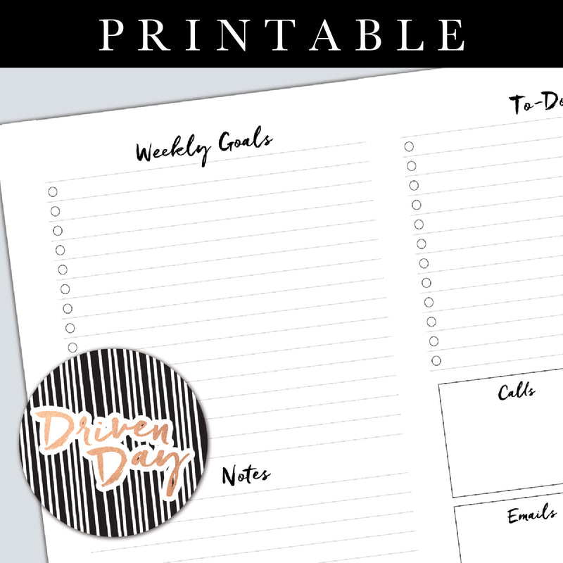 Weekly Plan Page Template Printable