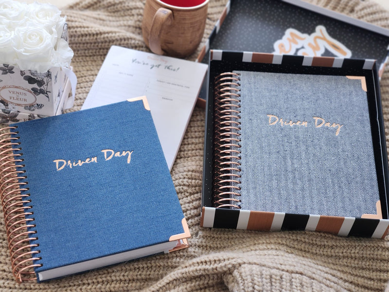 Driven Day September 2023- August 2024 Wirebound Jewish Daily Planner- Be Shabbos and Yom Tov Ready, Achieve your Goals and Prioritize Your Day With Daily, Weekly, and Monthly Views, 9.3"x8.6" (DenimJewishAcademicYear2023-2024)