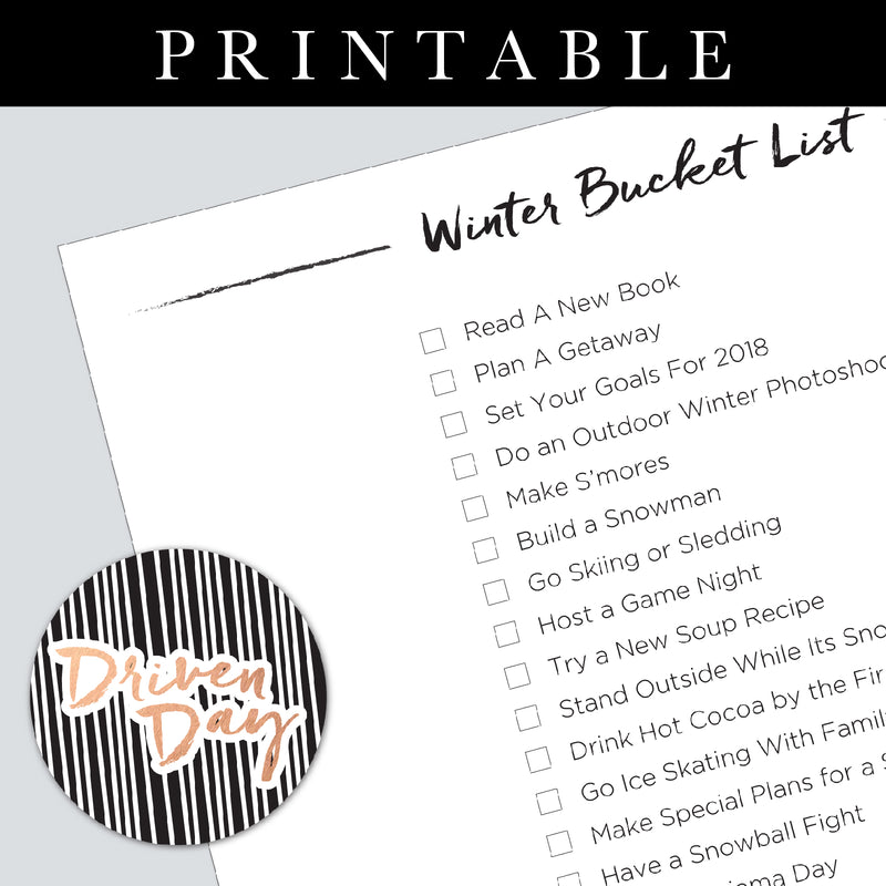 Winter Bucket List Printable