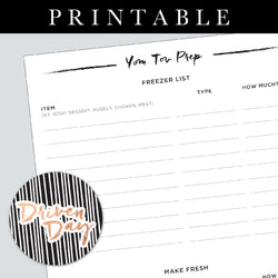 Yom Tov Freezer List Printable