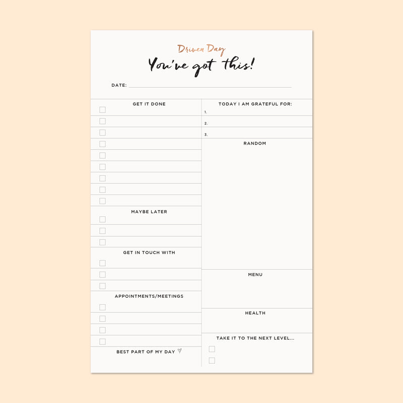 Driven Day Daily Planner Pad