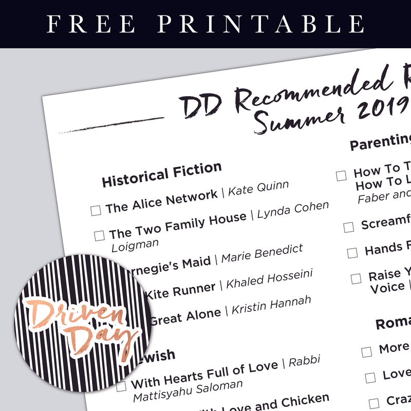 DD Recommended Reads: Summer 2019 Printable