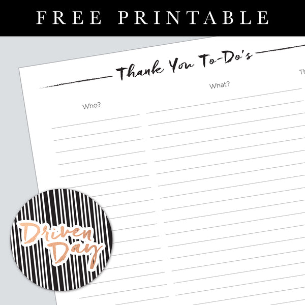Thank You's List Printable