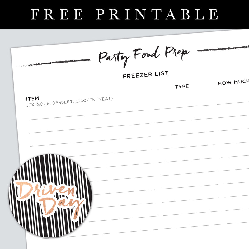 Party Food Prep Printable