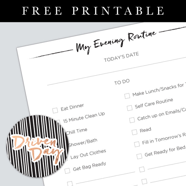 Personal Evening Routine Printable
