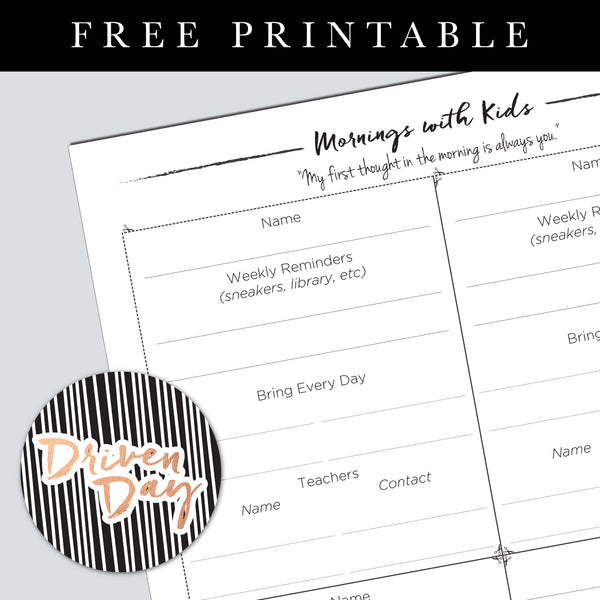 Mornings With The Kids Printable