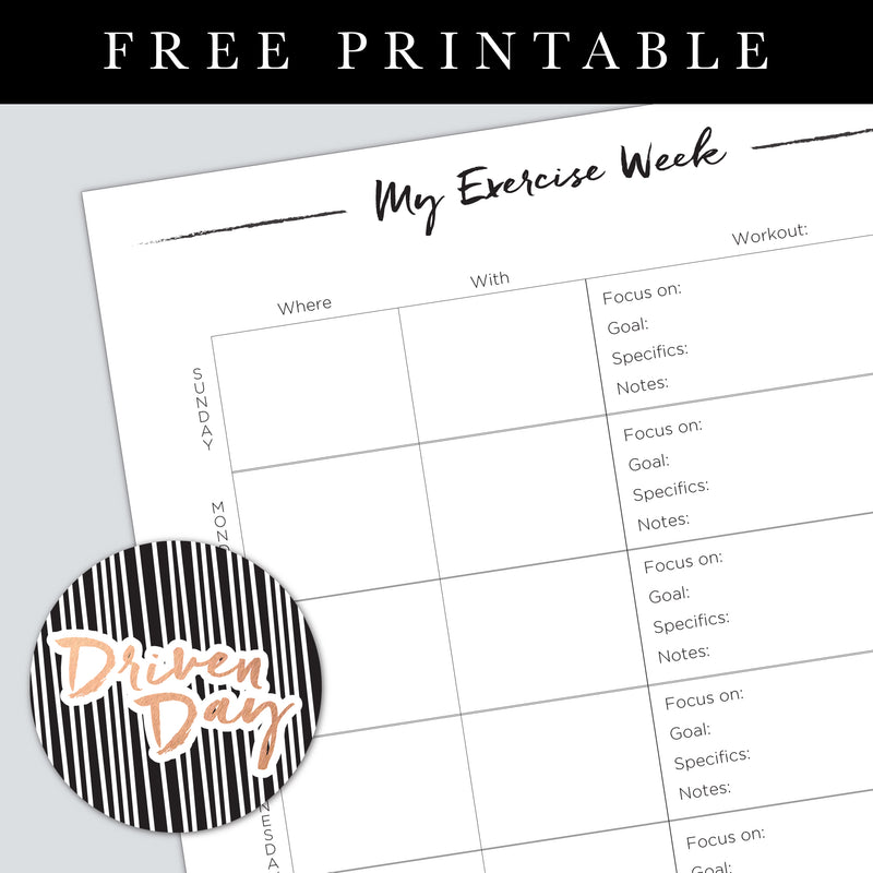 My Exercise Week Printable