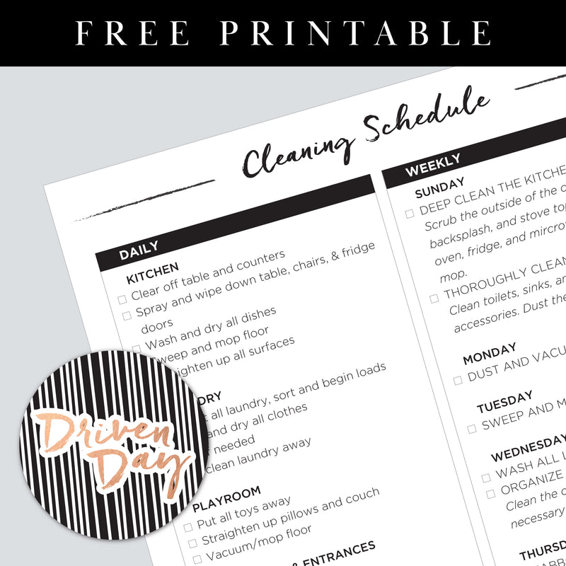 Cleaning Schedule Printable