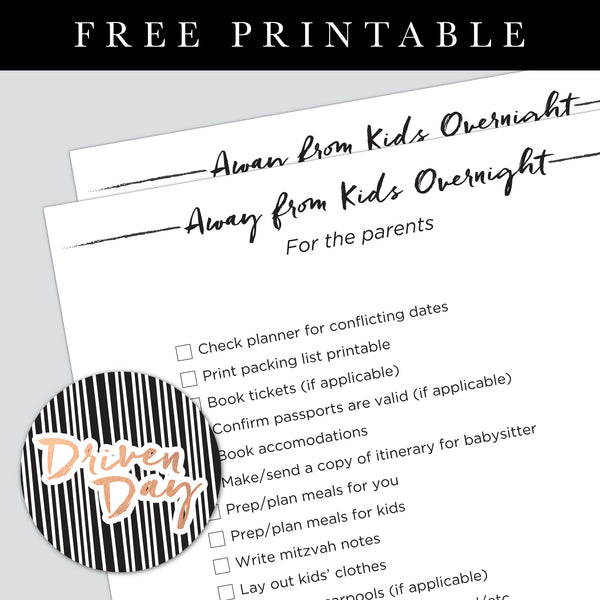 Away From The Kids Overnight Printable
