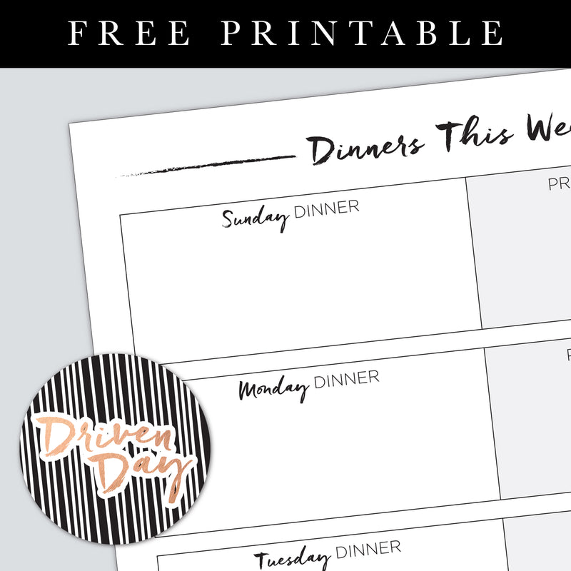 Weekly Dinners Printable