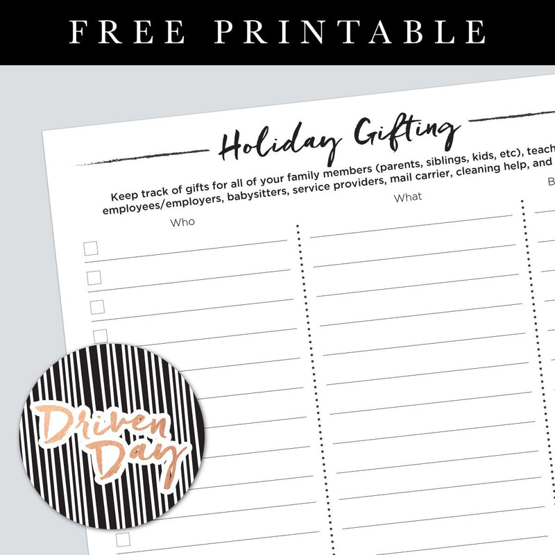 Holiday Gifting Printable