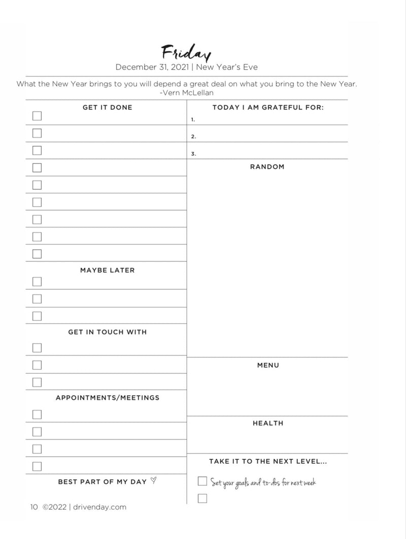 Driven Day Standard January 2024 Wire-bound Tweed Daily Planner- Achieve your Dreams and Prioritize Your Day With Daily, Weekly, and Monthly Views.